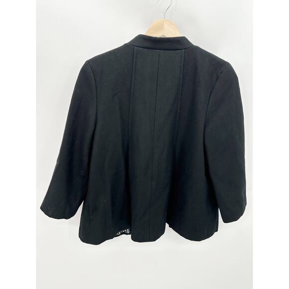 Tulle Jacket Women MEDIUM Black Button Snap Front Long Sleeve Wool Blend - Picture 2 of 8